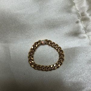Fiveandtwojewelry chain-link ring with opal stone